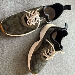Coach Black and Gray Sneakers with Monogram Pattern